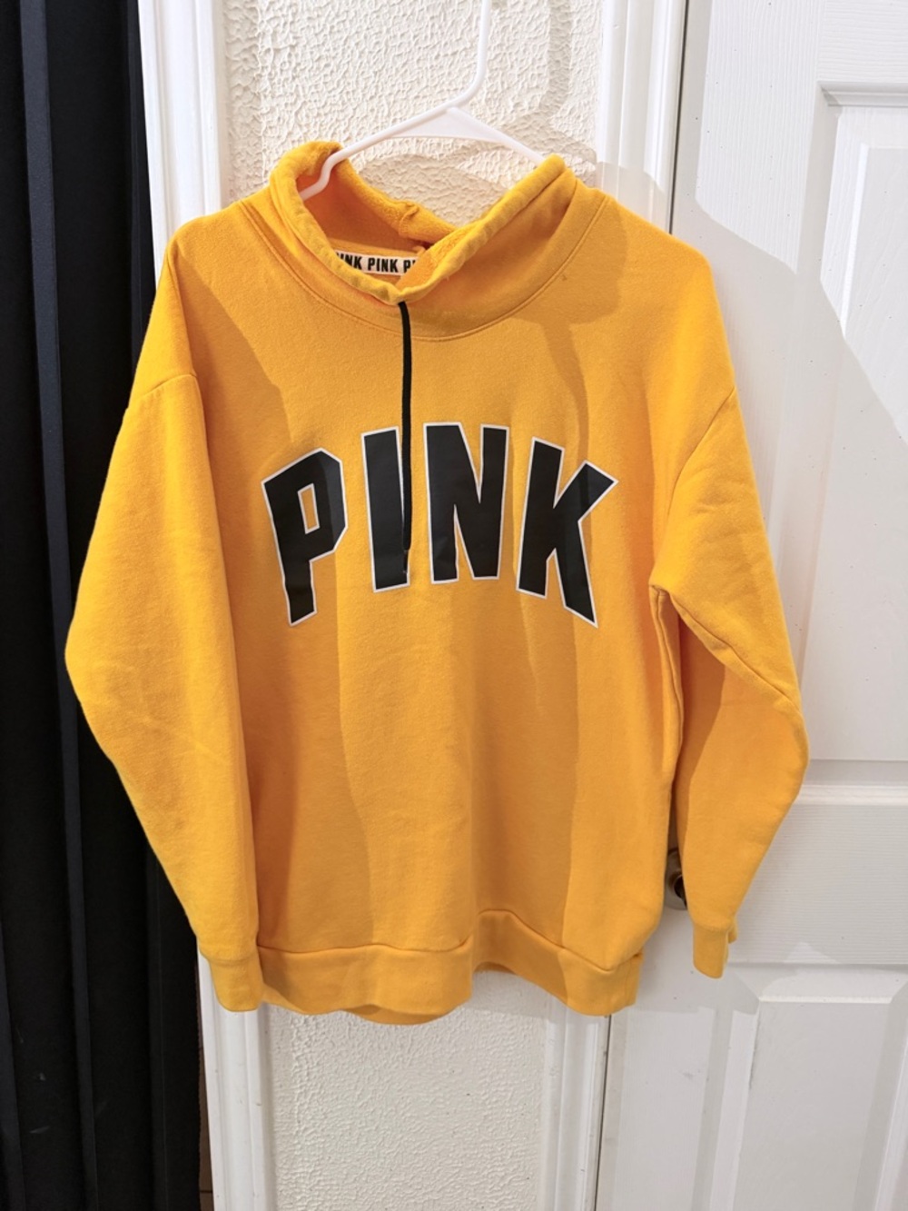 PINK Victoria's Secret Mustard Yellow Logo Hoodie